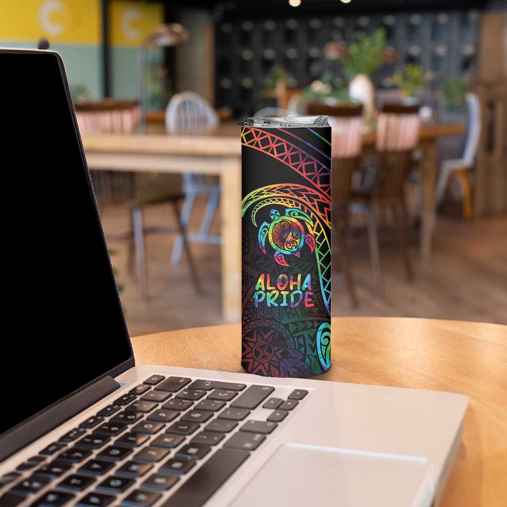 Hawaii Pride Skinny Tumbler Rainbow Swirls