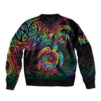 Hawaii Pride Sleeve Zip Bomber Jacket Rainbow Swirls