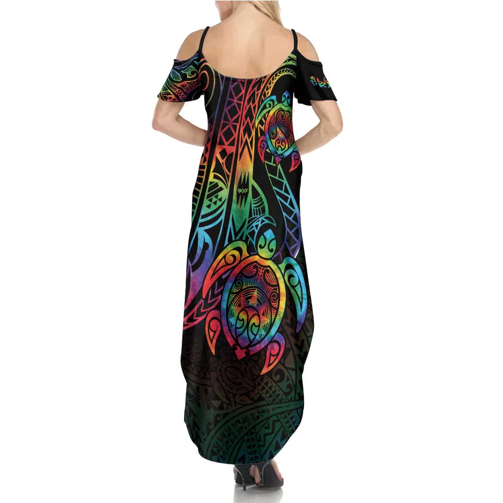 Hawaii Pride Summer Maxi Dress Rainbow Swirls LT7 - Polynesian Pride
