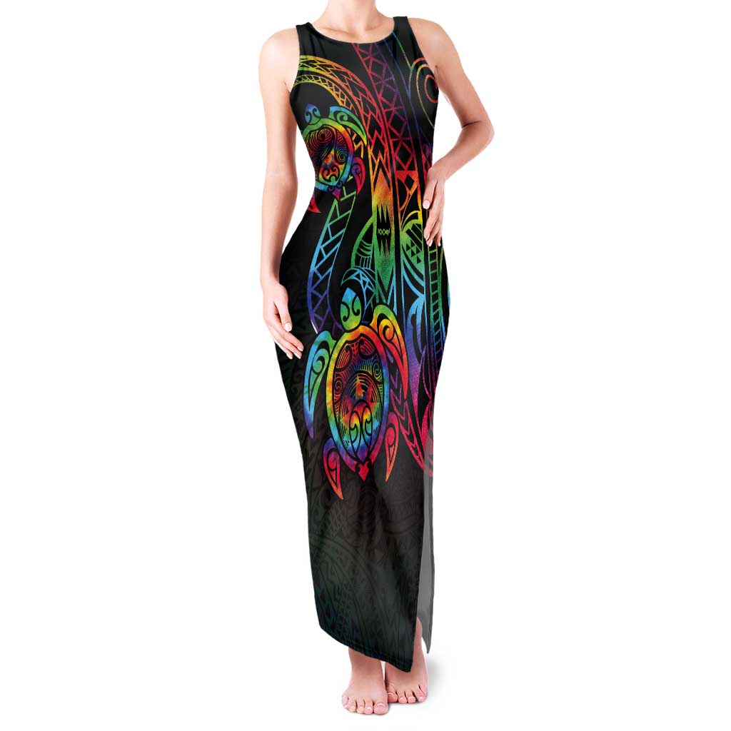 Hawaii Pride Tank Maxi Dress Rainbow Swirls LT7 Women Colorful - Polynesian Pride