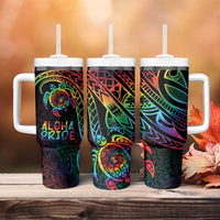 Hawaii Pride Tumbler With Handle Rainbow Swirls