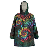 Hawaii Pride Wearable Blanket Hoodie Rainbow Swirls LT7 One Size Colorful - Polynesian Pride