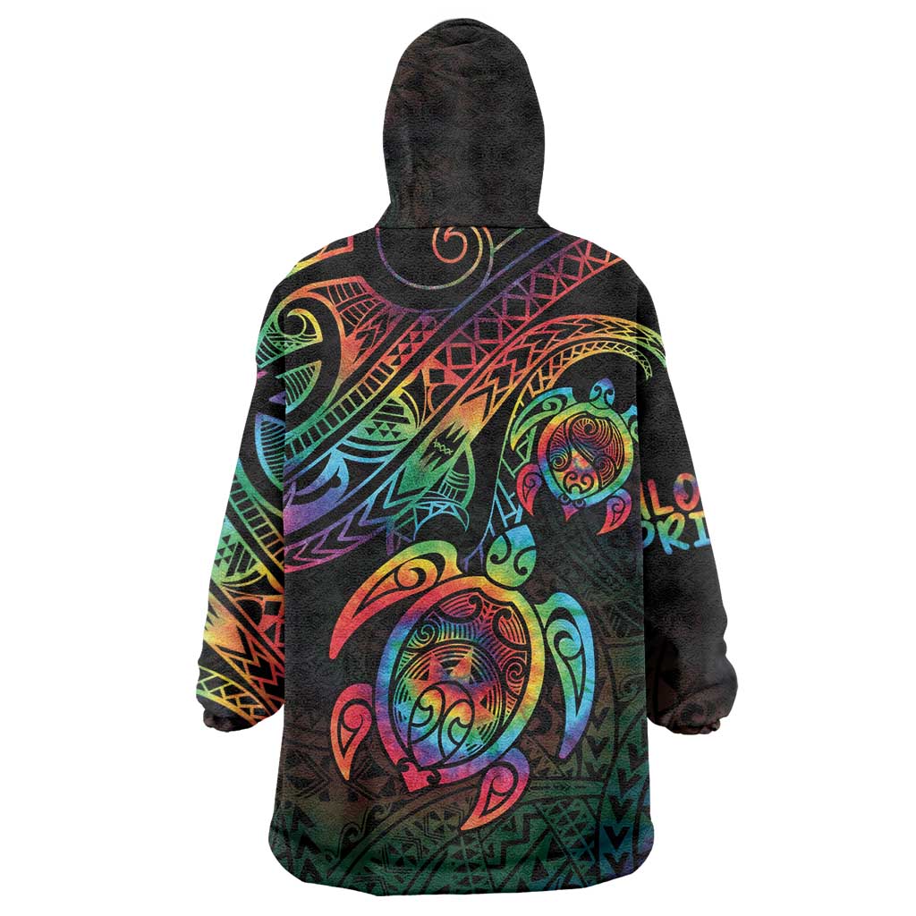 Hawaii Pride Wearable Blanket Hoodie Rainbow Swirls LT7 - Polynesian Pride