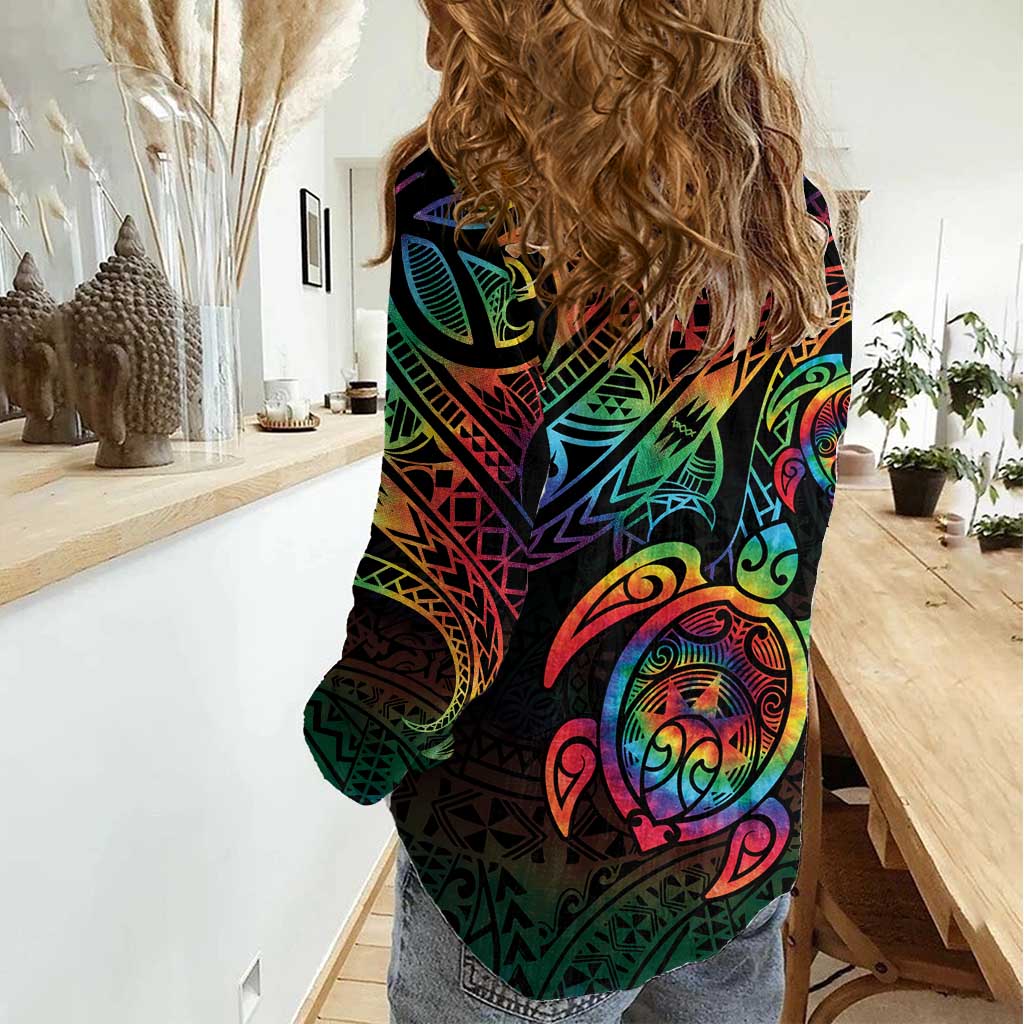 Hawaii Pride Women Casual Shirt Rainbow Swirls