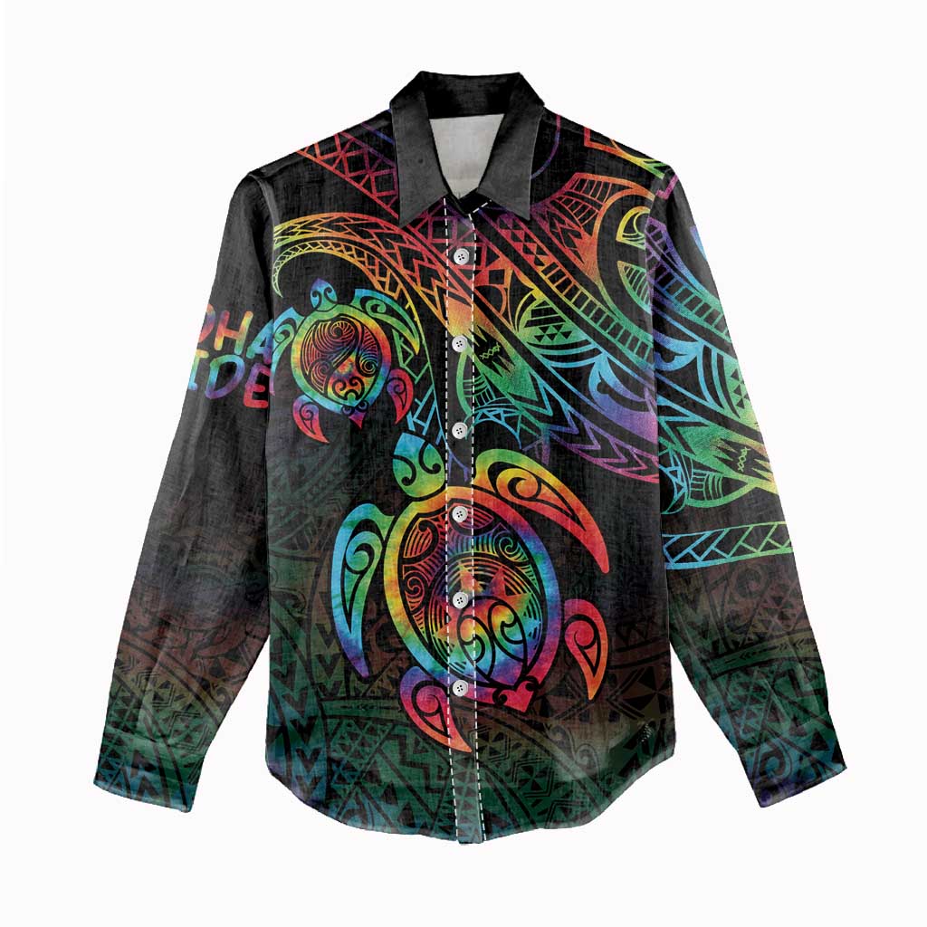 Hawaii Pride Women Casual Shirt Rainbow Swirls