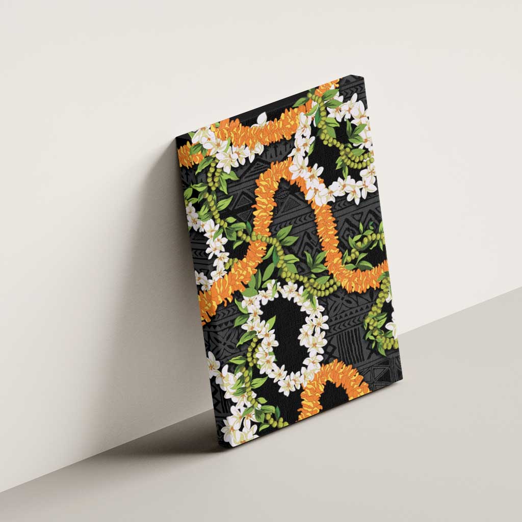 Aloha Festive Hawaii Canvas Wall Art Mokihana - Maile and Ilima on Black - Polynesian Pride