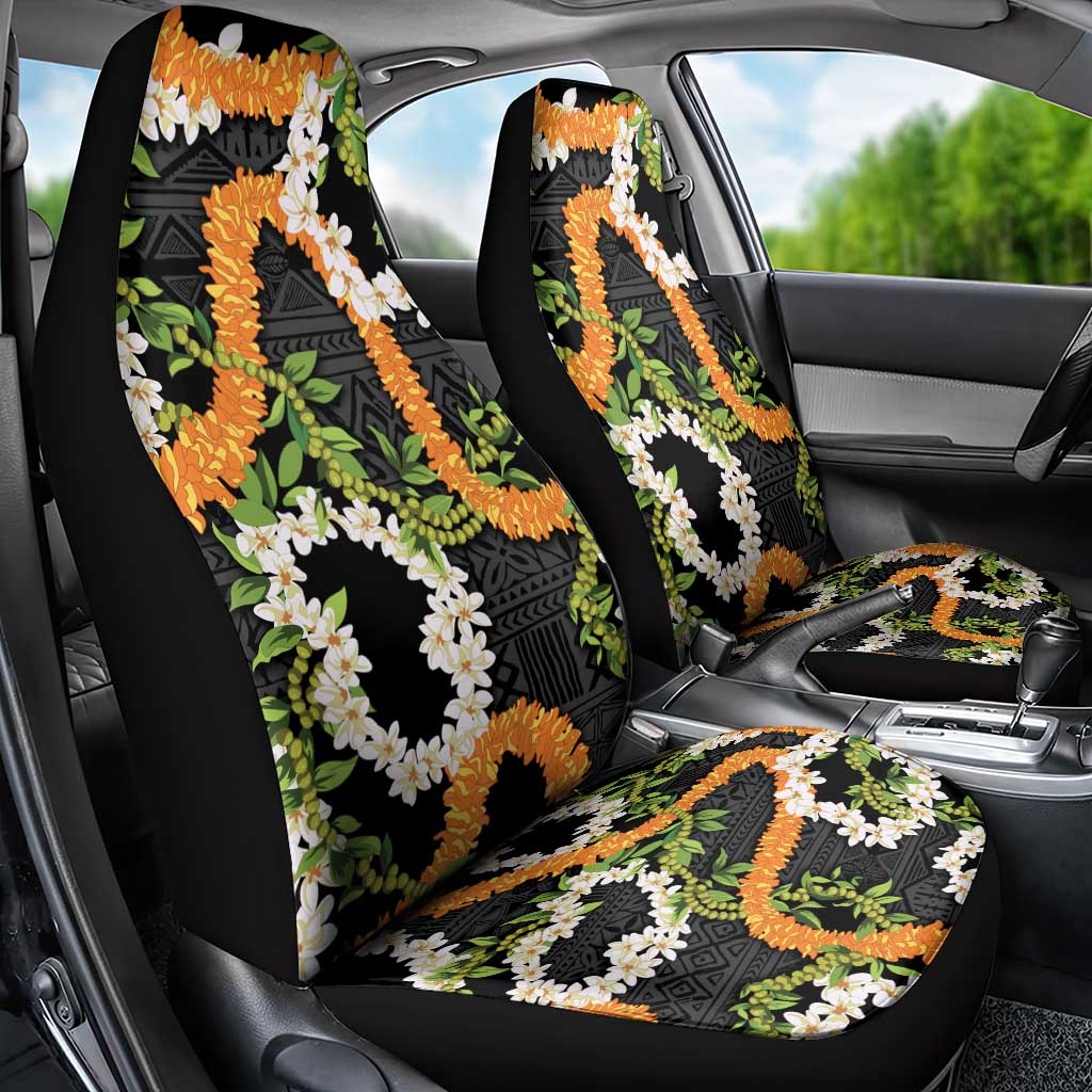 Aloha Festive Hawaii Car Seat Cover Mokihana - Maile and Ilima on Black - Polynesian Pride