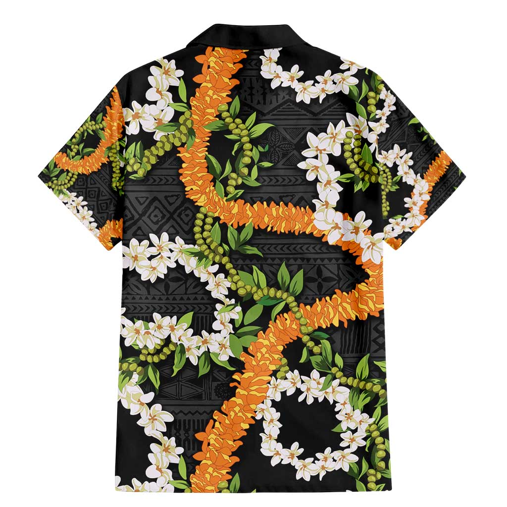 Aloha Festive Hawaii Family Matching Mermaid Dress and Hawaiian Shirt Mokihana - Maile and Ilima on Black - Polynesian Pride