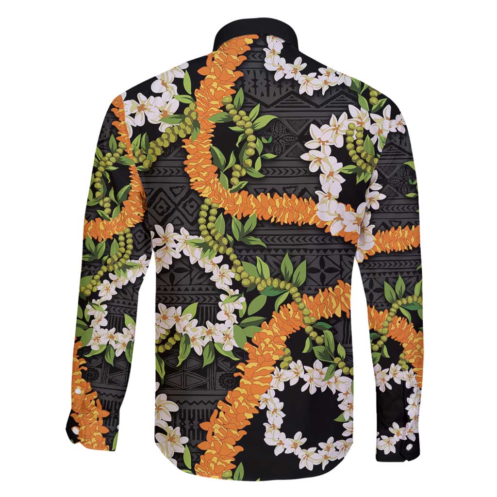 Aloha Festive Hawaii Family Matching Puletasi and Hawaiian Shirt Mokihana - Maile and Ilima on Black - Polynesian Pride