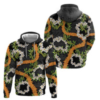 Aloha Festive Hawaii Hoodie Mokihana - Maile and Ilima on Black - Polynesian Pride