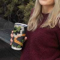 Aloha Festive Hawaii Tumbler Cup Mokihana - Maile and Ilima on Black - Polynesian Pride