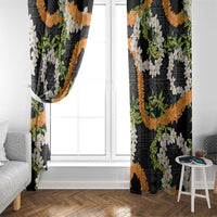 Aloha Festive Hawaii Window Curtain Mokihana - Maile and Ilima on Black - Polynesian Pride