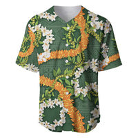 Aloha Festive Hawaii Baseball Jersey Mokihana - Maile and Ilima on Forest Green - Polynesian Pride
