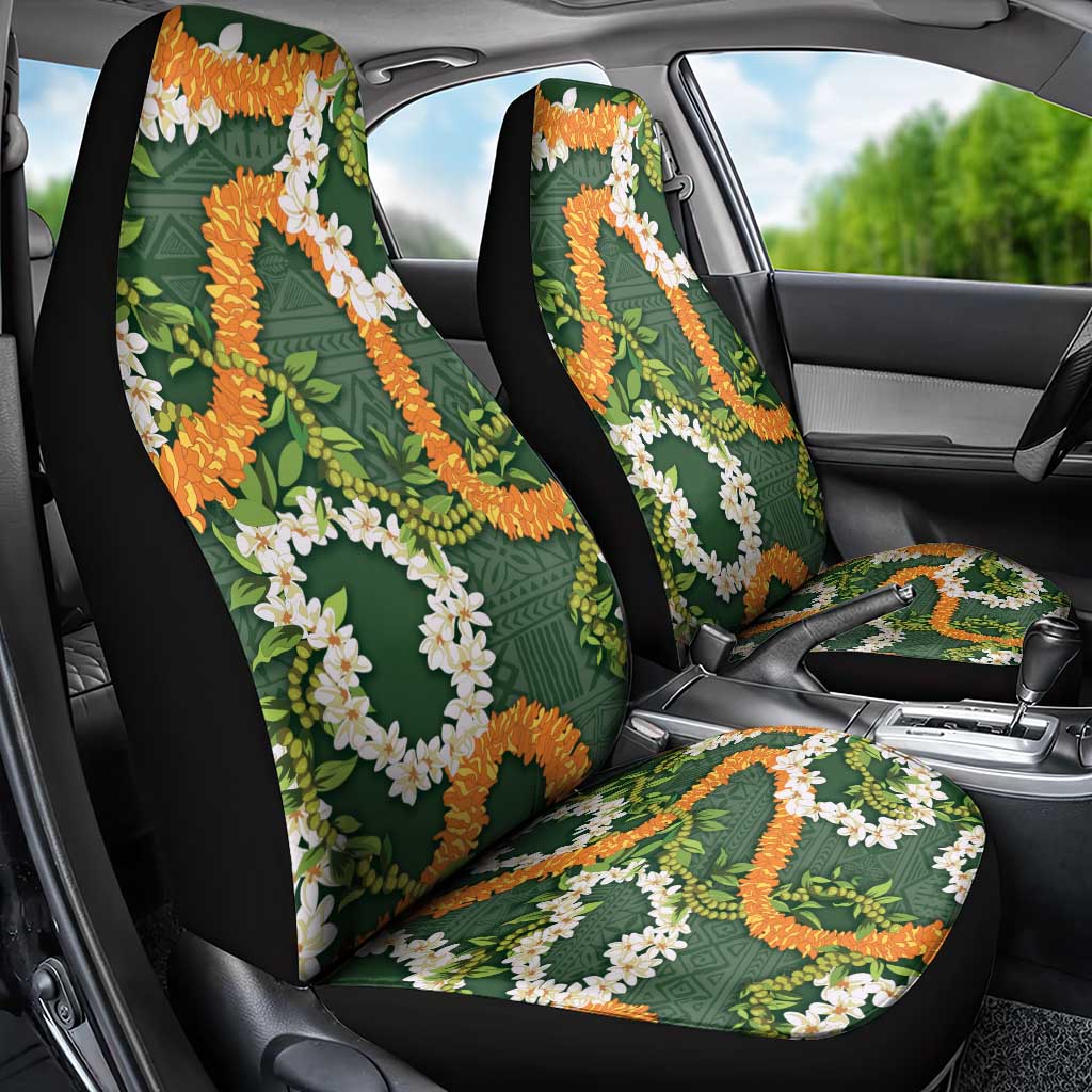 Aloha Festive Hawaii Car Seat Cover Mokihana - Maile and Ilima on Forest Green - Polynesian Pride