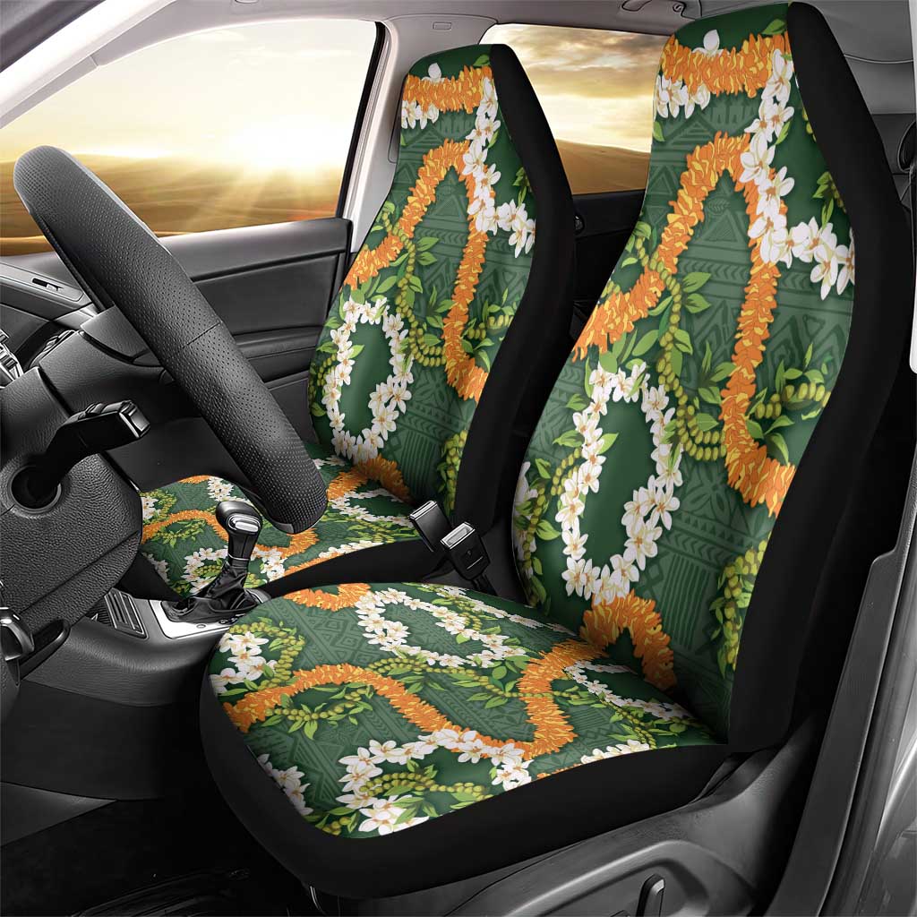 Aloha Festive Hawaii Car Seat Cover Mokihana - Maile and Ilima on Forest Green - Polynesian Pride
