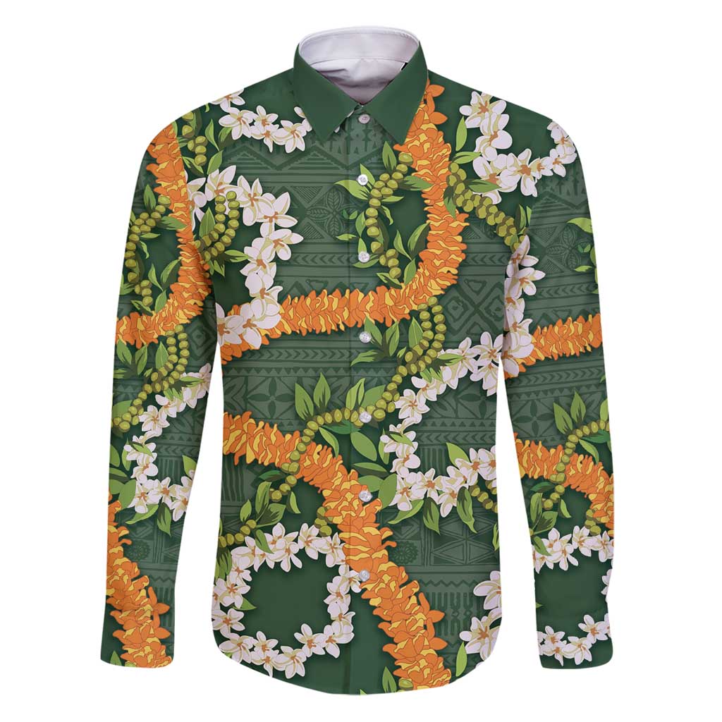 Aloha Festive Hawaii Family Matching Puletasi and Hawaiian Shirt Mokihana - Maile and Ilima on Forest Green - Polynesian Pride