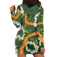Aloha Festive Hawaii Hoodie Dress Mokihana - Maile and Ilima on Forest Green - Polynesian Pride
