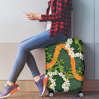 Aloha Festive Hawaii Luggage Cover Mokihana - Maile and Ilima on Forest Green - Polynesian Pride