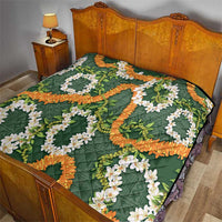 Aloha Festive Hawaii Quilt Mokihana - Maile and Ilima on Forest Green - Polynesian Pride