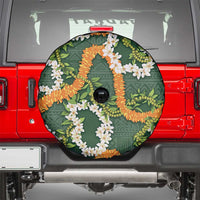 Aloha Festive Hawaii Spare Tire Cover Mokihana - Maile and Ilima on Forest Green - Polynesian Pride