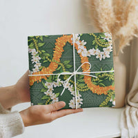 Aloha Festive Hawaii Wrapping Paper Mokihana - Maile and Ilima on Forest Green LT7 - Polynesian Pride