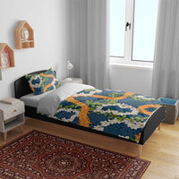 Aloha Festive Hawaii Bedding Set Mokihana - Maile and Ilima on Navy Blue - Polynesian Pride