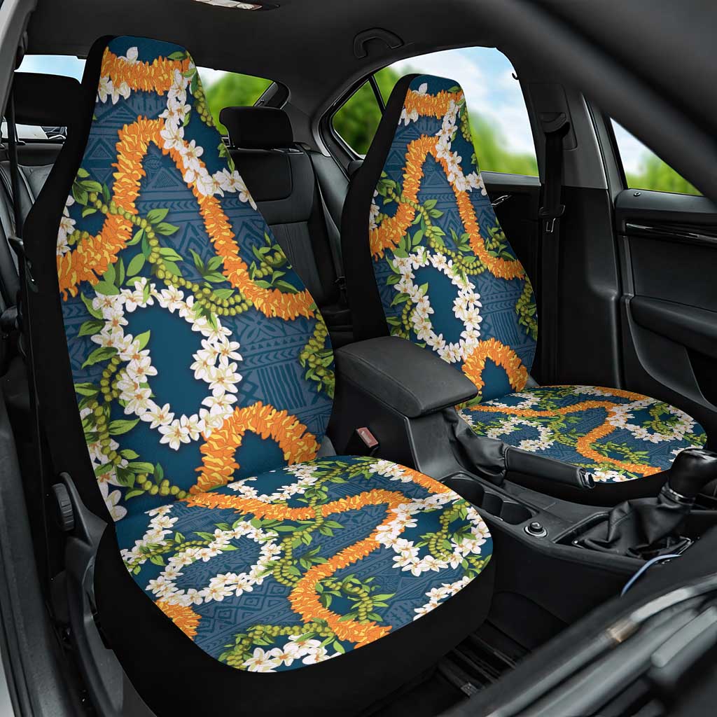 Aloha Festive Hawaii Car Seat Cover Mokihana - Maile and Ilima on Navy Blue - Polynesian Pride