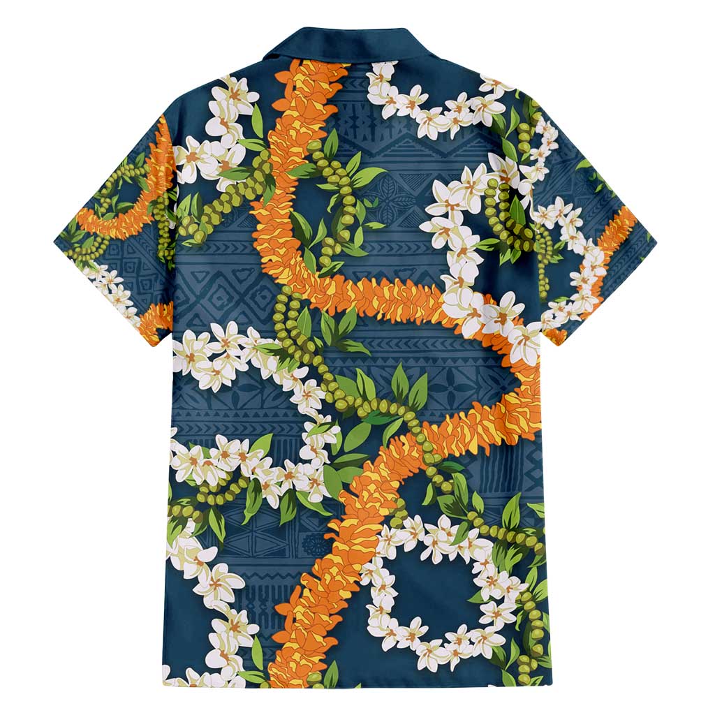 Aloha Festive Hawaii Family Matching Puletasi and Hawaiian Shirt Mokihana - Maile and Ilima on Navy Blue - Polynesian Pride
