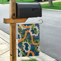 Aloha Festive Hawaii Garden Flag Mokihana - Maile and Ilima on Navy Blue - Polynesian Pride