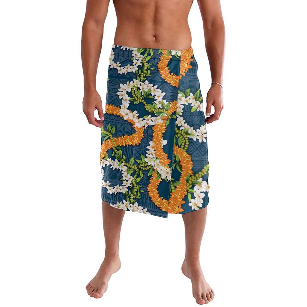 Aloha Festive Hawaii Lavalava Mokihana - Maile and Ilima on Navy Blue - Polynesian Pride