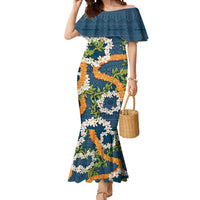 Aloha Festive Hawaii Mermaid Dress Mokihana - Maile and Ilima on Navy Blue - Polynesian Pride