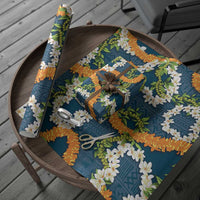 Aloha Festive Hawaii Wrapping Paper Mokihana - Maile and Ilima on Navy Blue LT7 - Polynesian Pride