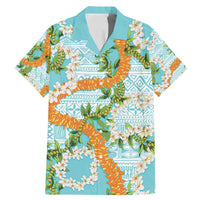 Aloha Festive Hawaii Family Matching Mermaid Dress and Hawaiian Shirt Mokihana - Maile and Ilima on Turquoise - Polynesian Pride