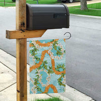 Aloha Festive Hawaii Garden Flag Mokihana - Maile and Ilima on Turquoise - Polynesian Pride