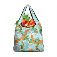 Aloha Festive Hawaii Grocery Bag Mokihana - Maile and Ilima on Turquoise - Polynesian Pride