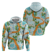 Aloha Festive Hawaii Hoodie Mokihana - Maile and Ilima on Turquoise - Polynesian Pride
