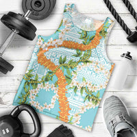 Aloha Festive Hawaii Men Tank Top Mokihana - Maile and Ilima on Turquoise - Polynesian Pride