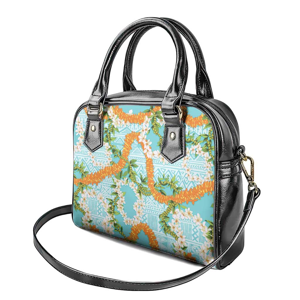 Aloha Festive Hawaii Shoulder Handbag Mokihana - Maile and Ilima on Turquoise - Polynesian Pride