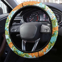 Aloha Festive Hawaii Steering Wheel Cover Mokihana - Maile and Ilima on Turquoise - Polynesian Pride
