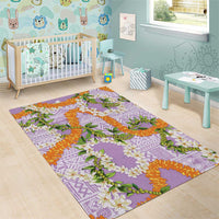 Aloha Festive Hawaii Area Rug Mokihana - Maile and Ilima on Lilac - Polynesian Pride