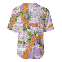 Aloha Festive Hawaii Baseball Jersey Mokihana - Maile and Ilima on Lilac - Polynesian Pride