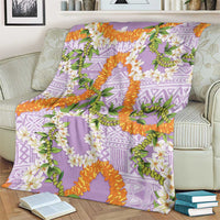 Aloha Festive Hawaii Blanket Mokihana - Maile and Ilima on Lilac - Polynesian Pride