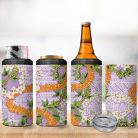 Aloha Festive Hawaii 4 in 1 Can Cooler Tumbler Mokihana - Maile and Ilima on Lilac - Polynesian Pride
