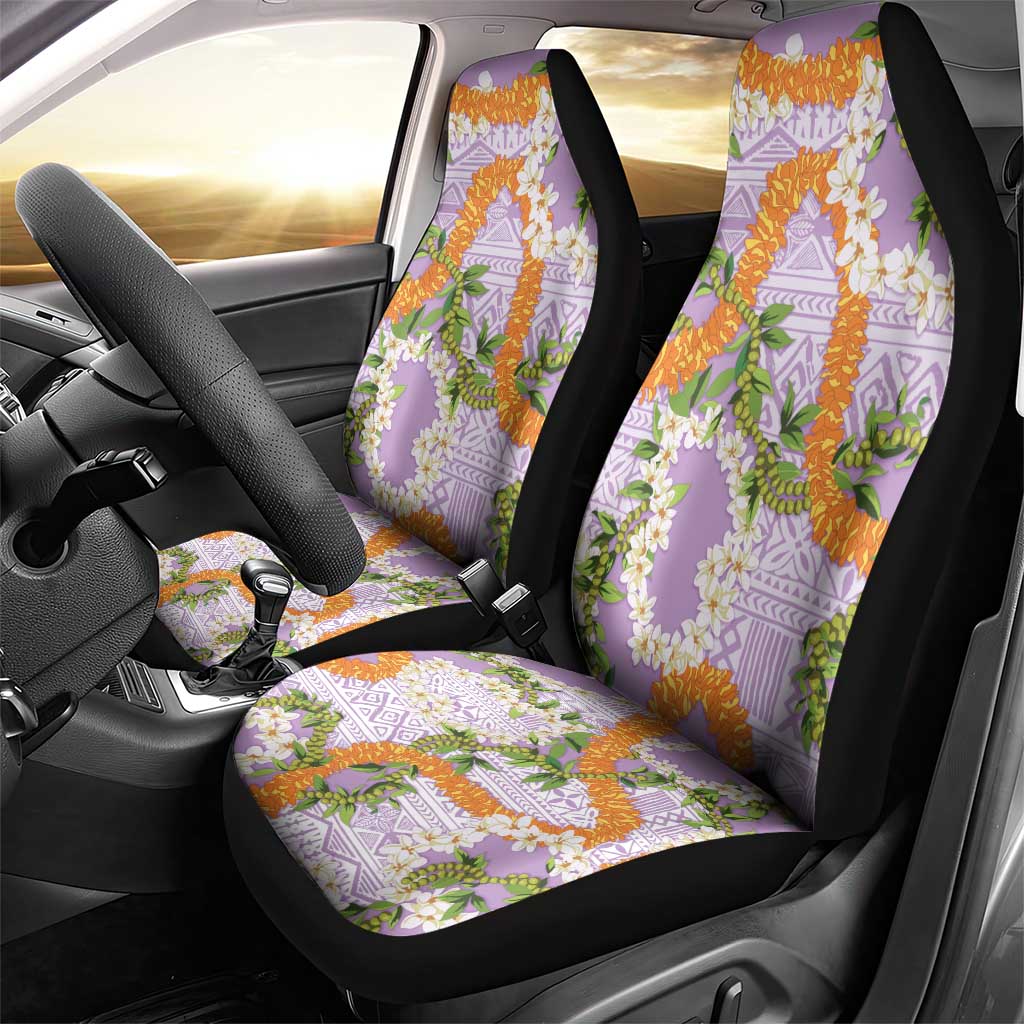 Aloha Festive Hawaii Car Seat Cover Mokihana - Maile and Ilima on Lilac - Polynesian Pride
