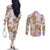 Aloha Festive Hawaii Couples Matching Off The Shoulder Long Sleeve Dress and Long Sleeve Button Shirt Mokihana - Maile and Ilima on Lilac - Polynesian Pride