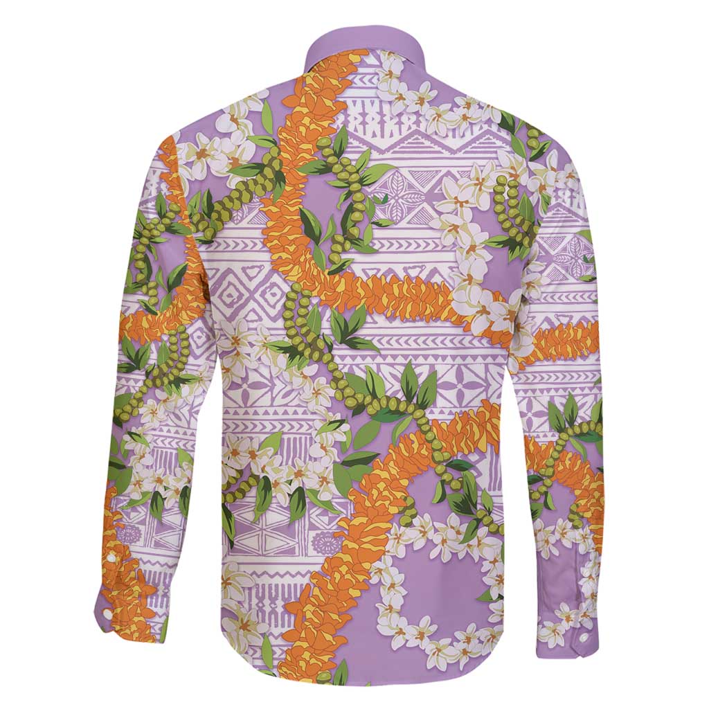 Aloha Festive Hawaii Family Matching Puletasi and Hawaiian Shirt Mokihana - Maile and Ilima on Lilac - Polynesian Pride