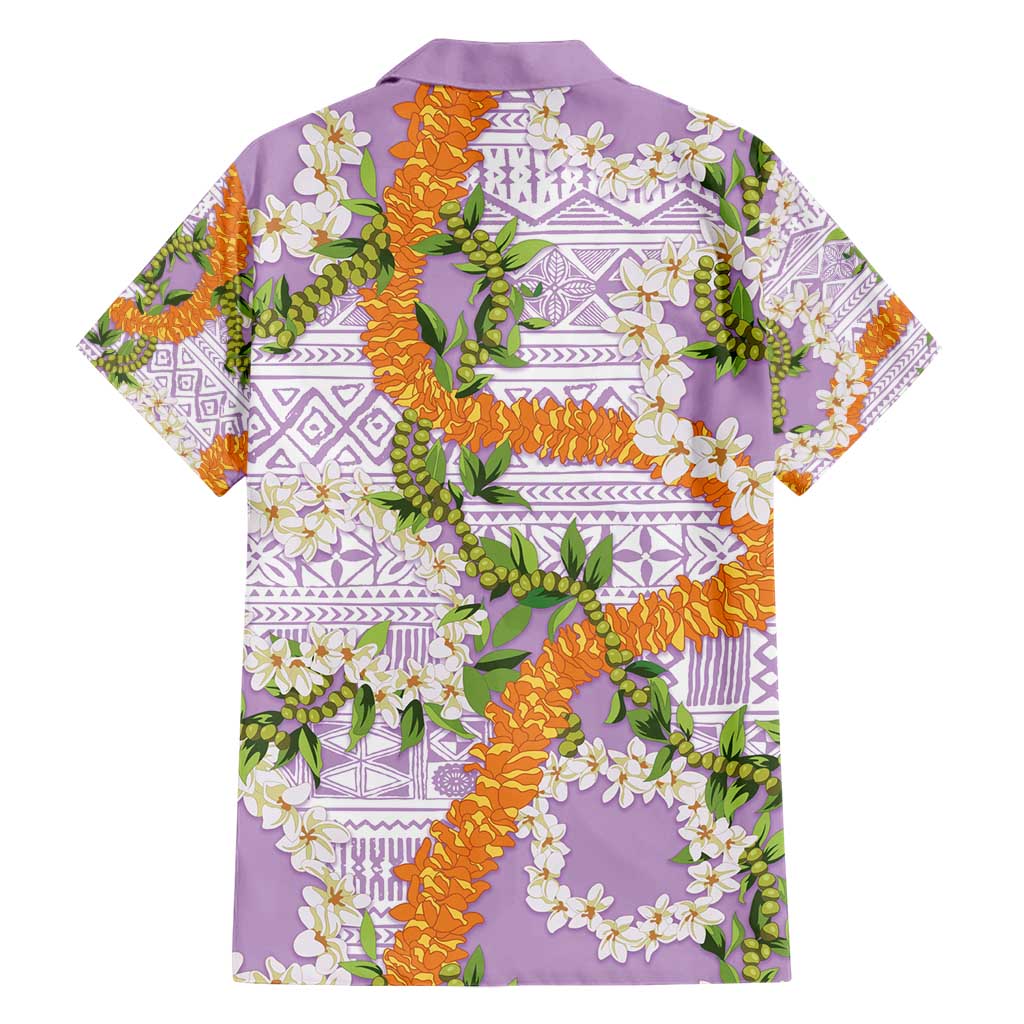 Aloha Festive Hawaii Family Matching Short Sleeve Bodycon Dress and Hawaiian Shirt Mokihana - Maile and Ilima on Lilac - Polynesian Pride