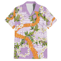 Aloha Festive Hawaii Family Matching Summer Maxi Dress and Hawaiian Shirt Mokihana - Maile and Ilima on Lilac - Polynesian Pride