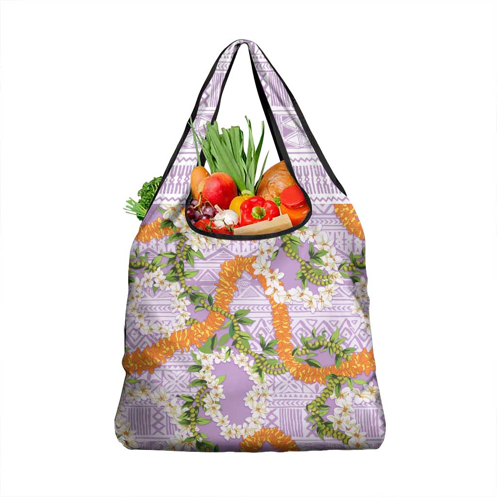 Aloha Festive Hawaii Grocery Bag Mokihana - Maile and Ilima on Lilac - Polynesian Pride