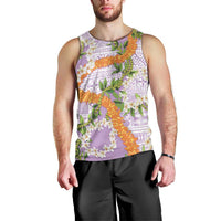 Aloha Festive Hawaii Men Tank Top Mokihana - Maile and Ilima on Lilac - Polynesian Pride
